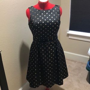 White House Black Market dress gold polka dots